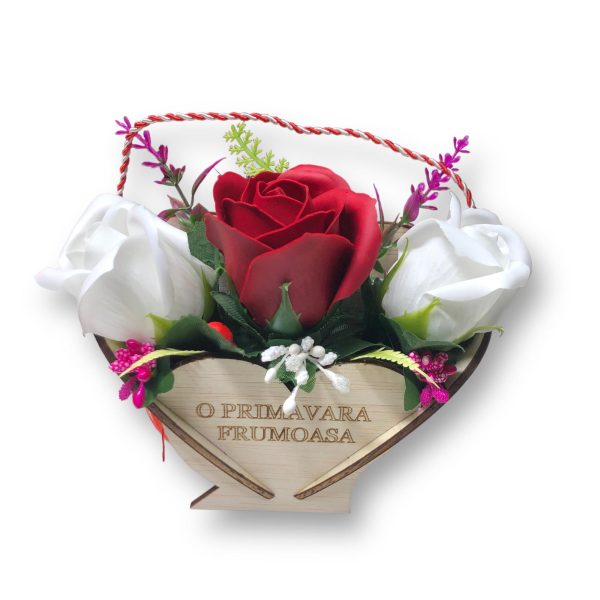 Aranjament Floral Gentuta-alb,rosu,alb