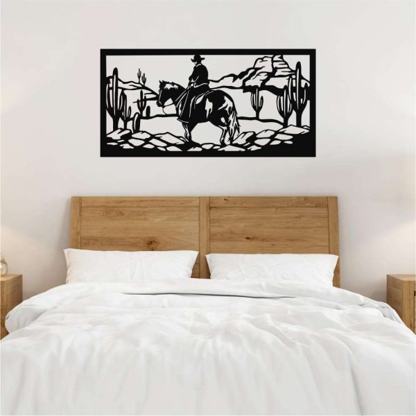 Sticker perete siluetă - Tablou cowboy vestul sălbatic