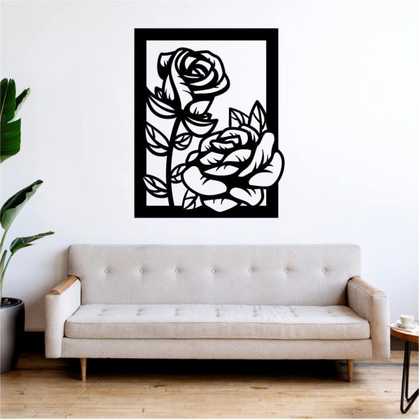 Sticker perete siluetă - Trandafiri - Formă Tablou