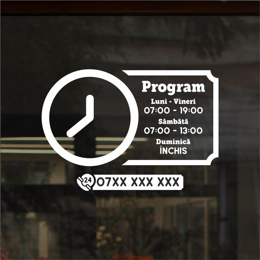 Sticker program de funcționare în chenar cu ceas