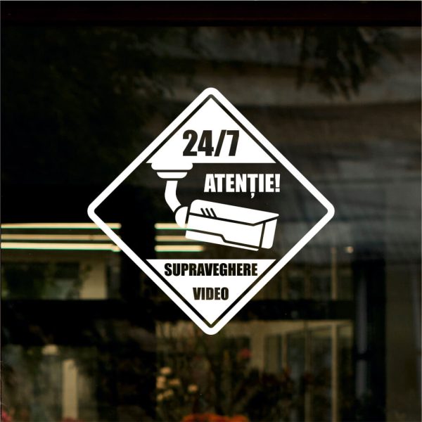 Sticker siluetă - Indicator 24/7 ATENȚIE SUPRAVEGHERE VIDEO - ROMB