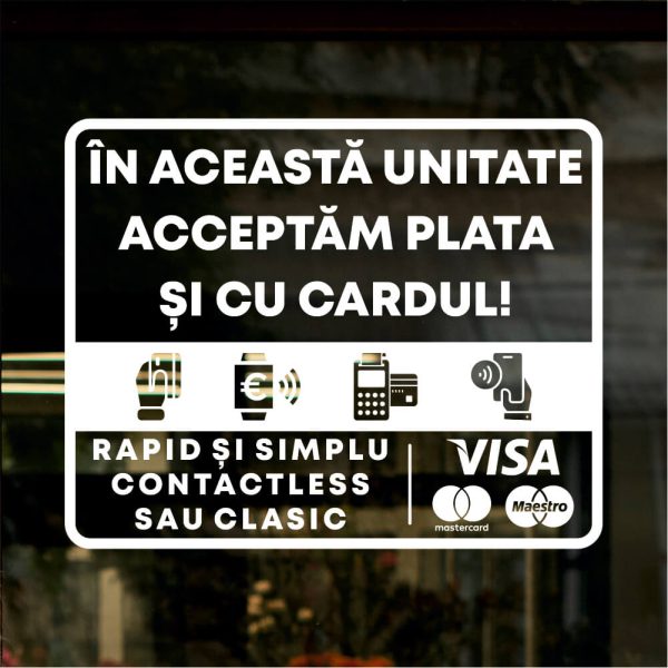 Sticker siluetă vitrină geam - Acceptăm plata cu cardul