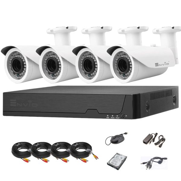 Kit/sistem supraveghere video cu 4 camere rezolutie 5 MP ENVIO AESS-KIT4CHZEN70H500HDD
