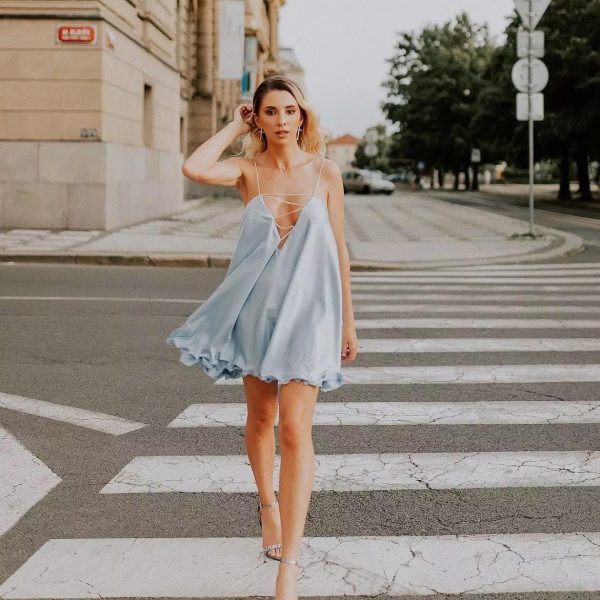 Rochie scurta bleu ciel Layla